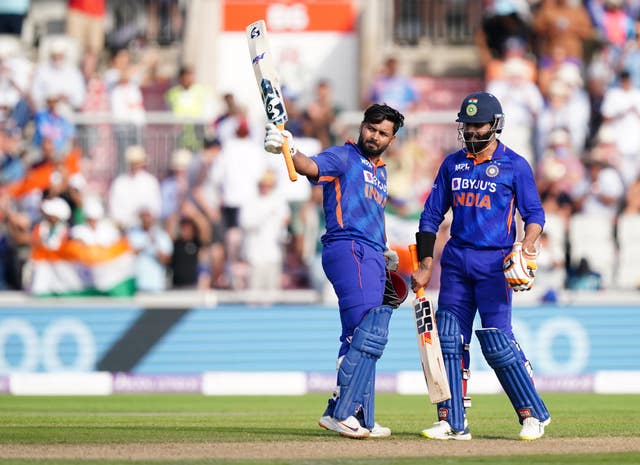 Rishabh Pant, left, registered his maiden ODI century (Mike Egerton/PA)