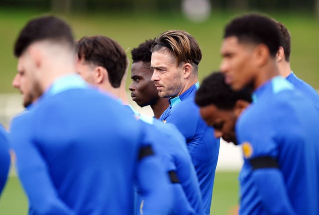 Jack Grealish during a training session at St. George’s Park, Burton-on-Trent on Tuesday September 20, 2022