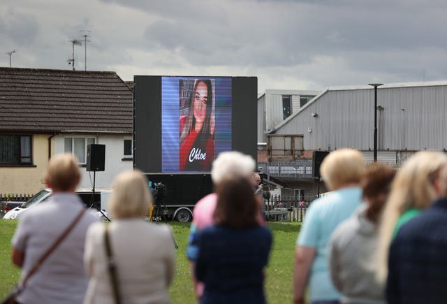 Chloe Mitchell funeral mourners