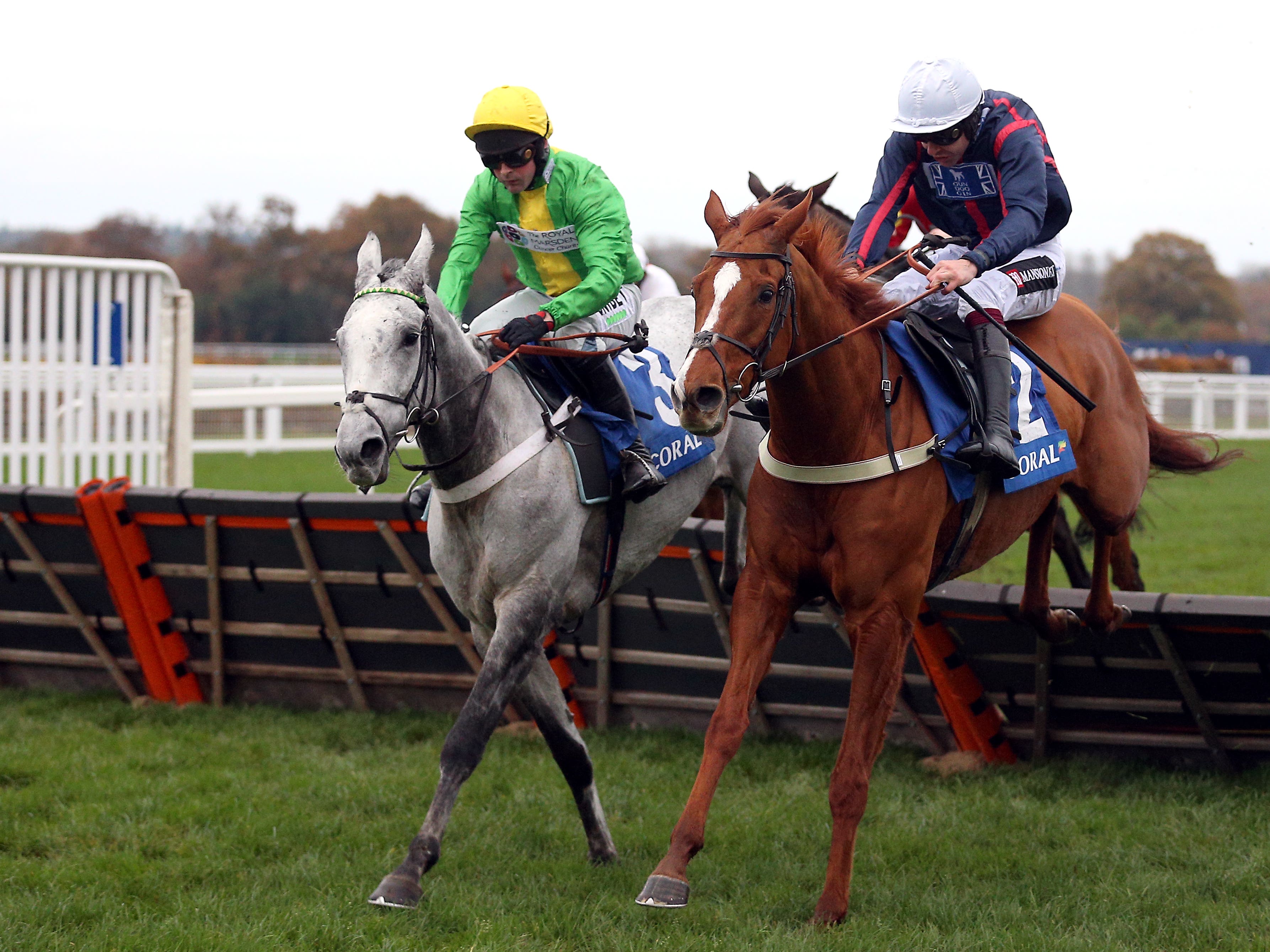 Buzz (left) on his way to winning the Coral Hurdle at Ascot (Nigel French/PA)
