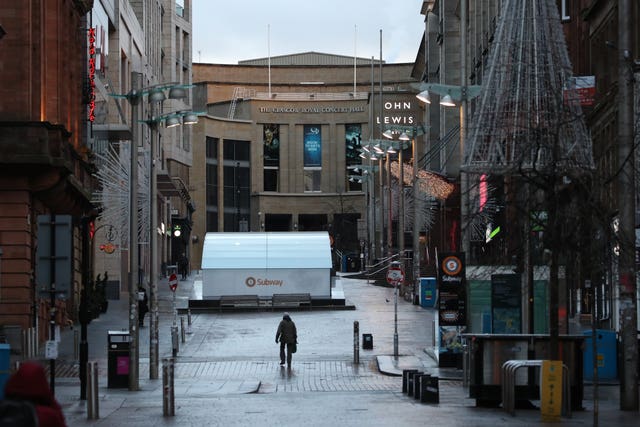 Quiet Buchanan Street, Glasgow during lockdown