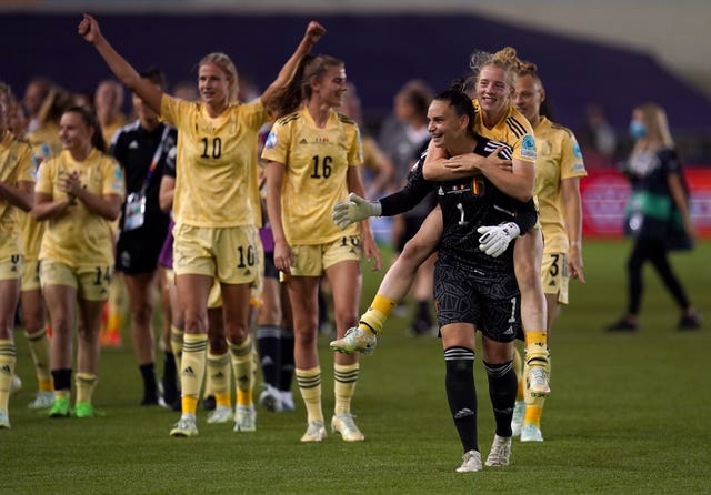 Belgische spelers vieren feest