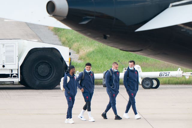 England Football Team depart from Birmingham Airport