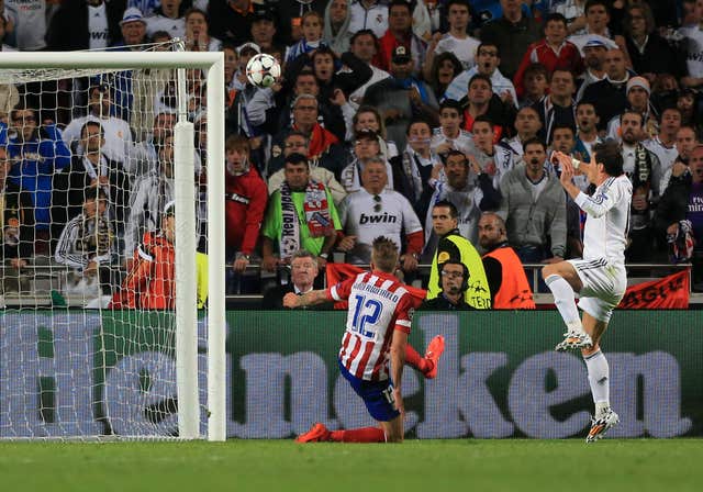 Gareth Bale, right, scores for Real in one of two all-Madrid finals in the 2010s