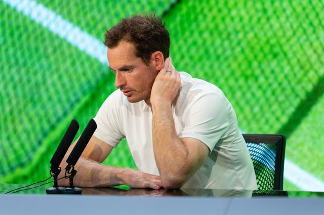 Andy Murray during his press conference following his defeat to Stefanos Tsitsipas