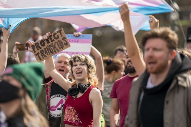 Trans rights activists at a demonstration