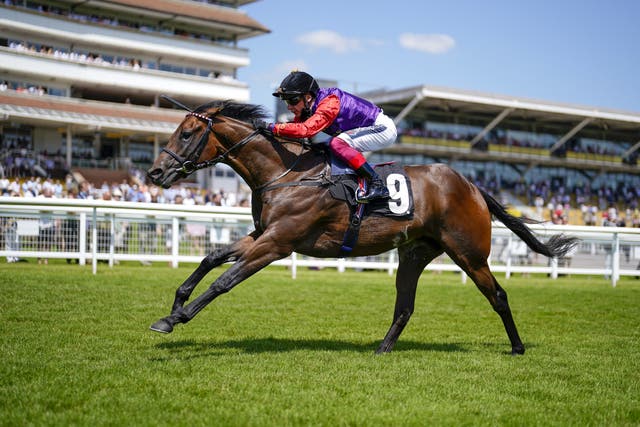 Frankie Dettori will again ride Reach For The Moon - here winning The bet365 EBF Novice Stakes at Newbury Racecourse