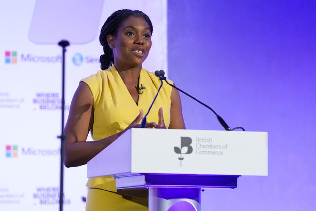 Kemi Badenoch speaks at a conference