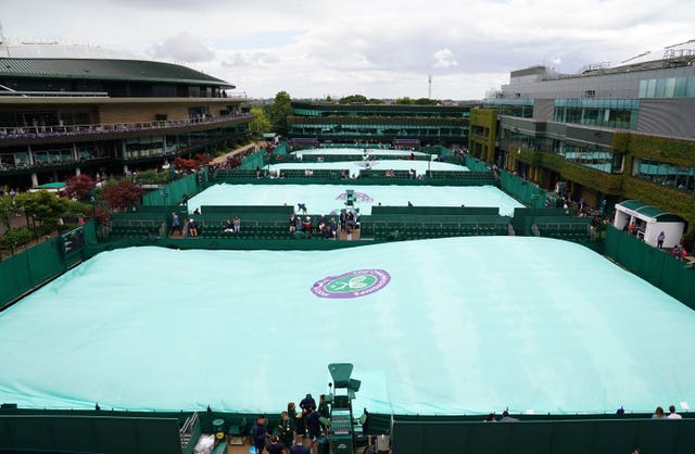 Rain stopped play twice on day one at Wimbledon
