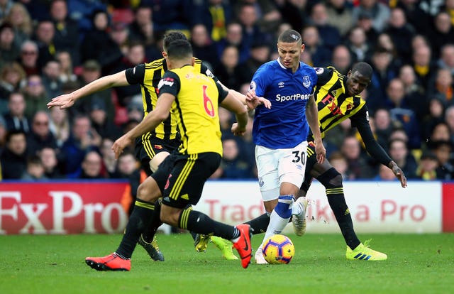 Like his manager, Richarlison (centre) also had an uncomfortable return to Vicarage Road