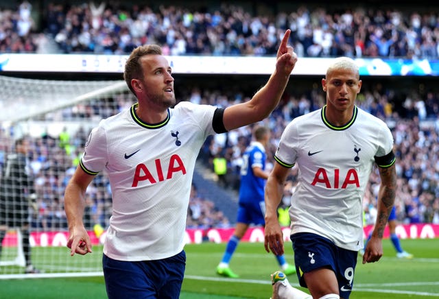 Harry Kane (left) celebrates his goal