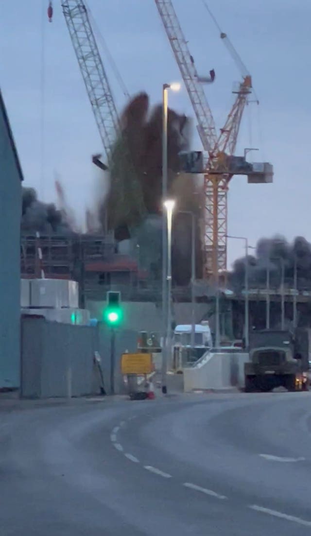 Screengrab from video taken with permission from the Facebook account of Kim Withers of a Second World War bomb which exploded unexpectedly in Great Yarmouth, Norfolk