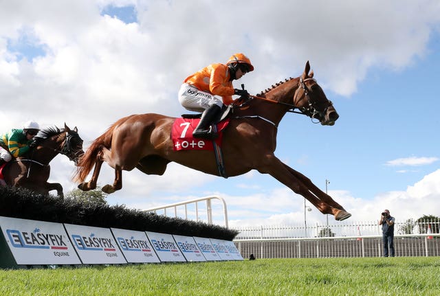 Annie G jumps the last at Galway