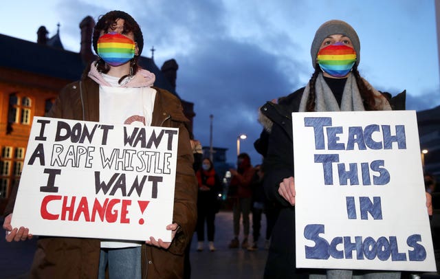 A demo at the Senedd in Cardiff