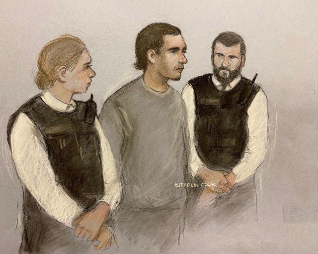 Court artist sketch of Daniel Khalife, appearing at Westminster Magistrates’ Court