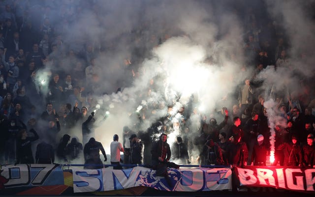 Malmo fans set off flares at Stamford Bridge 