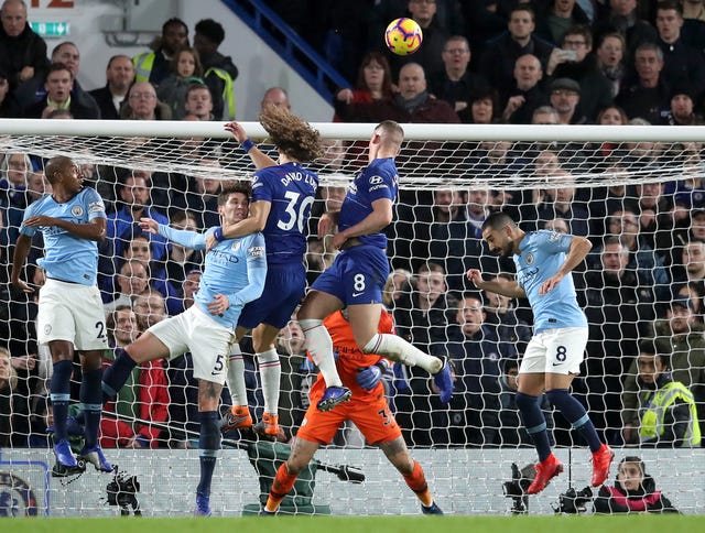 David Luiz headed home Chelsea's second of the game (Adam Davy/PA).