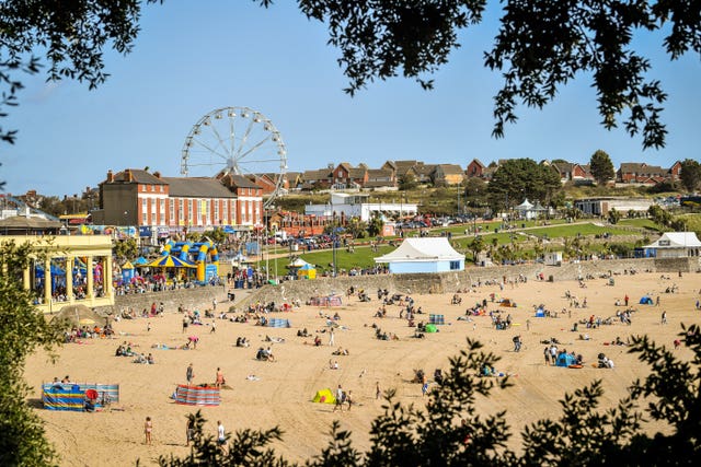 People at Barry Island in Wales