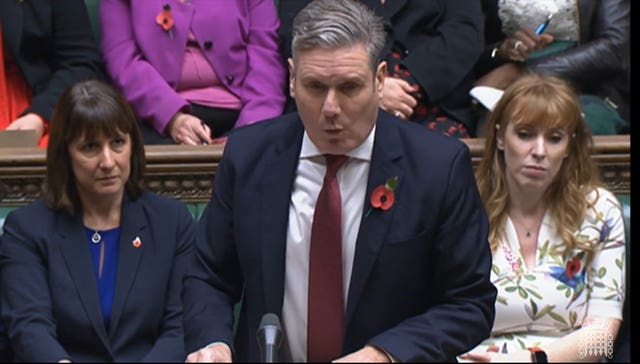 Labour leader Keir Starmer speaks during Prime Minister’s Questions in the House of Commons