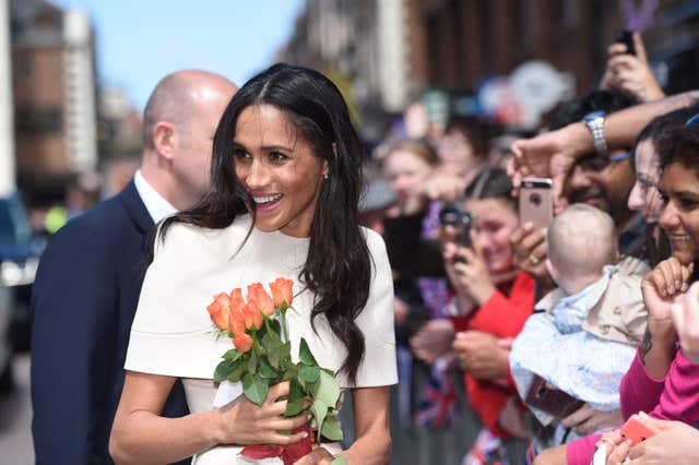 The Duchess of Sussex during her walk about (Eddie Mulholland/Daily Telegraph/PA)