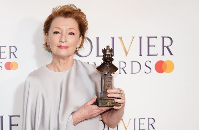Lesley Manville with an Olivier Awards 
