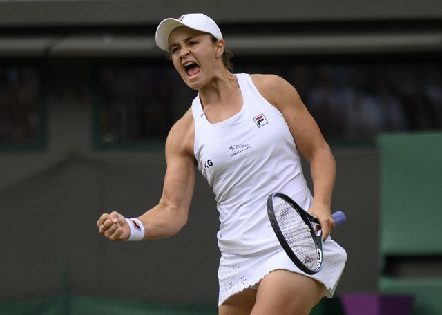 Ashleigh Barty celebrates her win against Barbora Krejcikova 