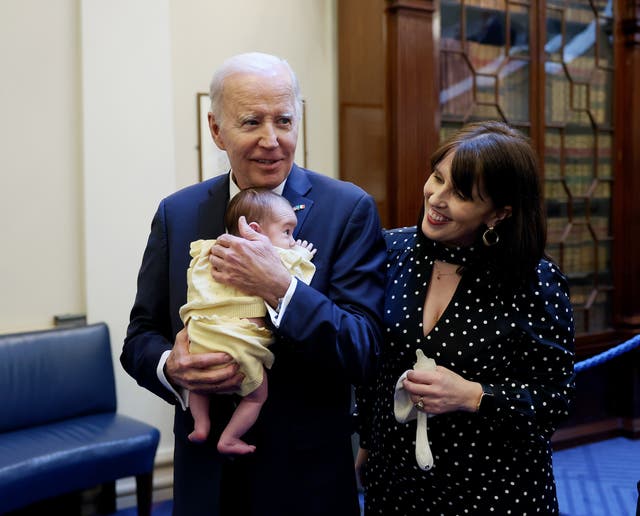 Joe Biden with senator Rebecca Moynihan and her daughter Margot 