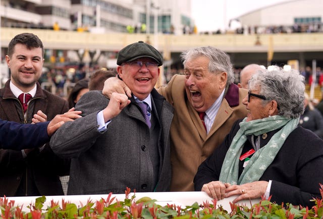 A jubilant Sir Alex Ferguson with John Hales