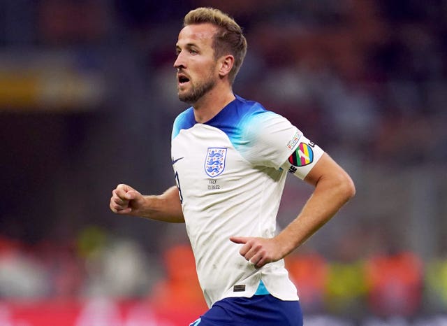 Harry Kane pictured wearing the OneLove armband in a Nations League match last September