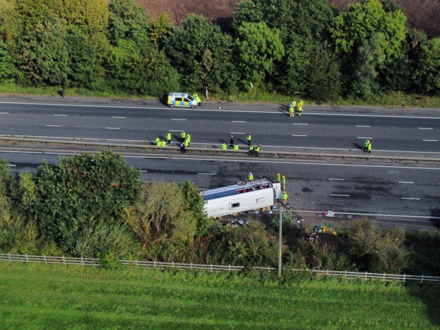 M53 school bus crash scene