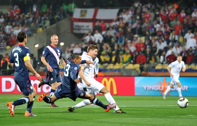 Steven Gerrard scores early on against the United States in 2010