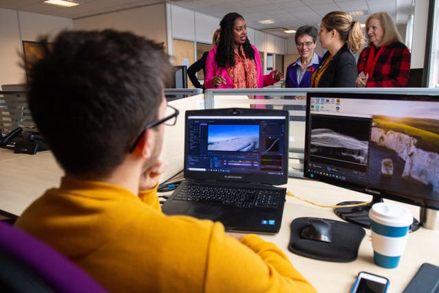 Labour's shadow women and Equalities secretary Dawn Butler (centre) during a visit to launch Labour’s plan for women in the workplace, at the Business and Technology Centre, in Stevenage, Hertfordshire