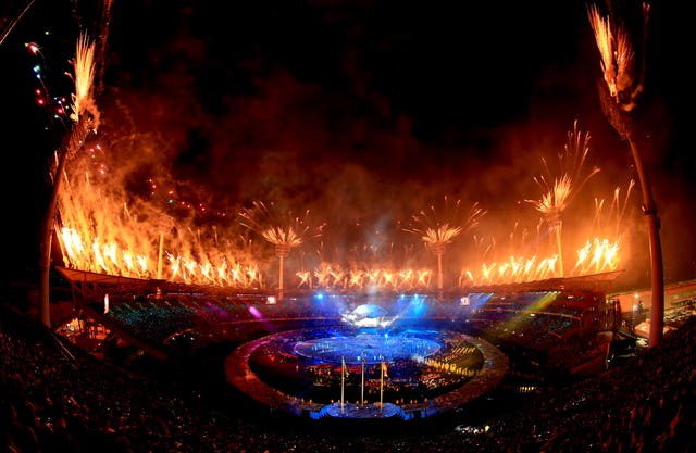 Fireworks are set off at the Commonwealth Games opening ceremony (Mike Egerton/PA)