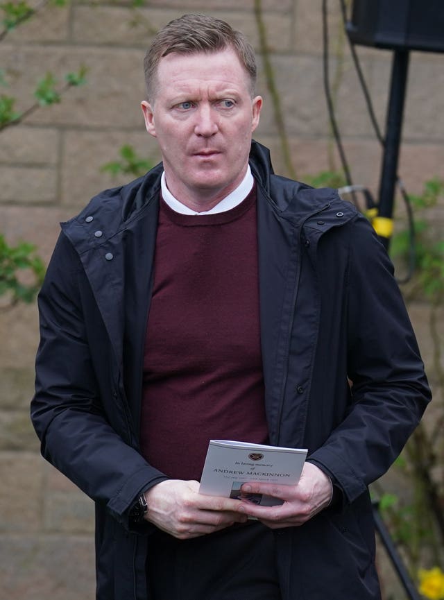 Former Hearts player Gary Locke at the funeral