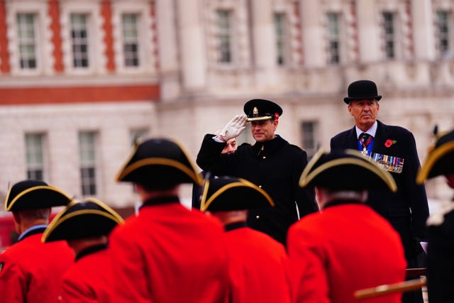 The Earl of Wessex salutes veterans at Horse Guards Parade 