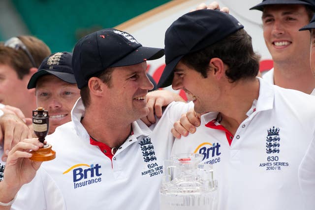 Andrew Strauss (left) and Alastair Cook celebrate