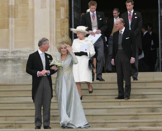 The Prince of Wales and his bride the Duchess of Cornwall leave St George’s Chapel in Windsor, following their blessing (Reuters/PA)