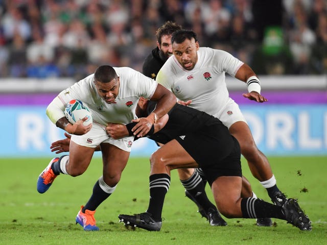 England's Kyle Sinckler enters a tackle