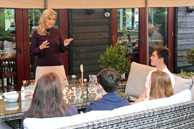 The Countess of Wessex speaks to guests during her visit to The Half Moon public house in Windlesham. Stuart C. Wilson/PA Wire