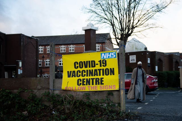 The Al Abbas Mosque, Birmingham, which is being used as a Covid vaccination centre (Jacob King/PA)