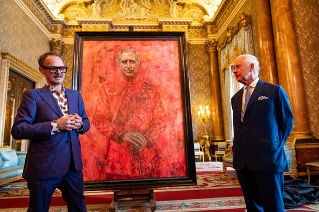 Jonathan Yeo and the King at the unveiling of the artist’s portrait of Charles last month