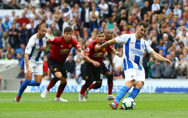 Pascal Gross scores Brighton's third from the penalty spot