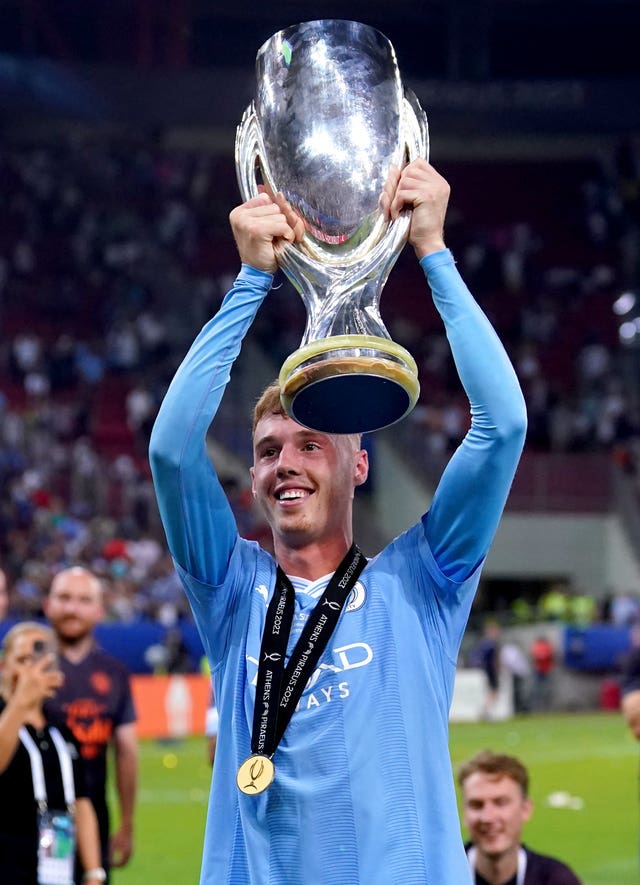 Cole Palmer with the European Super Cup