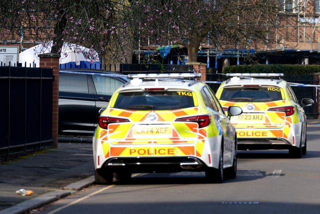 Police cars at the scene