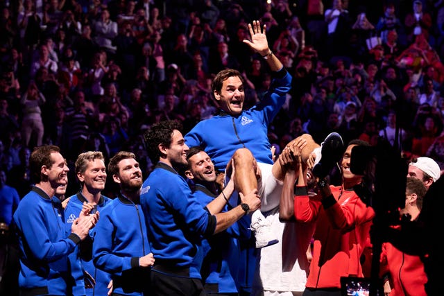 A tearful Roger Federer waves goodbye to professional tennis. The 20-time grand slam champion teamed up with fellow great Rafael Nadal on an emotional night at the Laver Cup at the O2 Arena in London. Federer, 41, cried as he hugged Nadal and other players, then took acclaim from the thousands of fans who chanted his name before receiving a long ovation as he walked off court for the final time. 