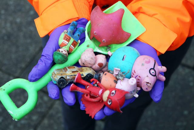 Some of the items recovered from a water firm’s sewers after being flushed down the toilet