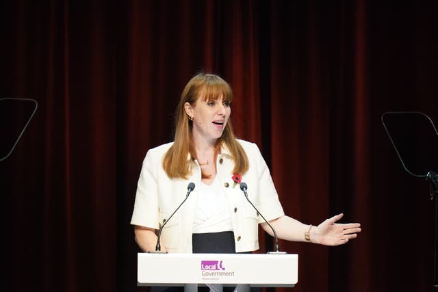 Deputy Prime Minister Angela Rayner, pictured here at the Local Government Association Annual Conference in October