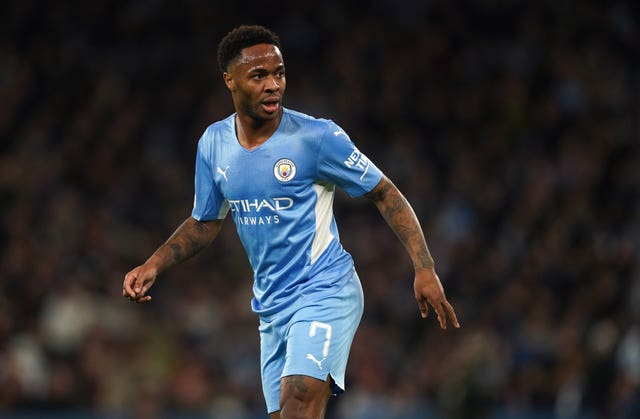 Manchester City’s Raheem Sterling on the pitch