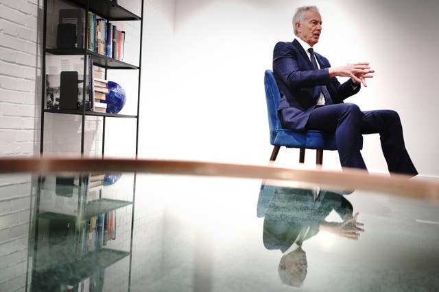 Sir Tony Blair at his offices in central London, ahead of the 25th anniversary of the Good Friday Agreement