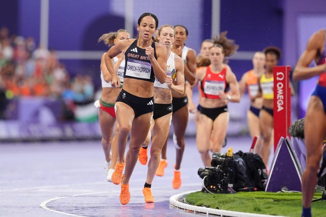 Katarina Johnson-Thompson on her way to an 800m personal best 